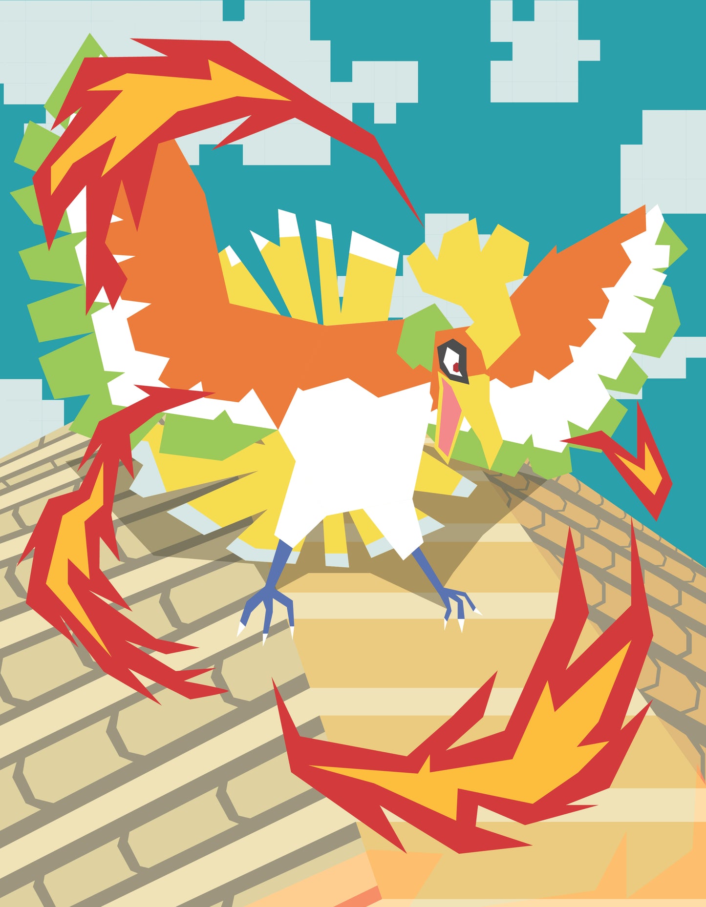 Ho-Oh (Pokemon) Vector Art Print