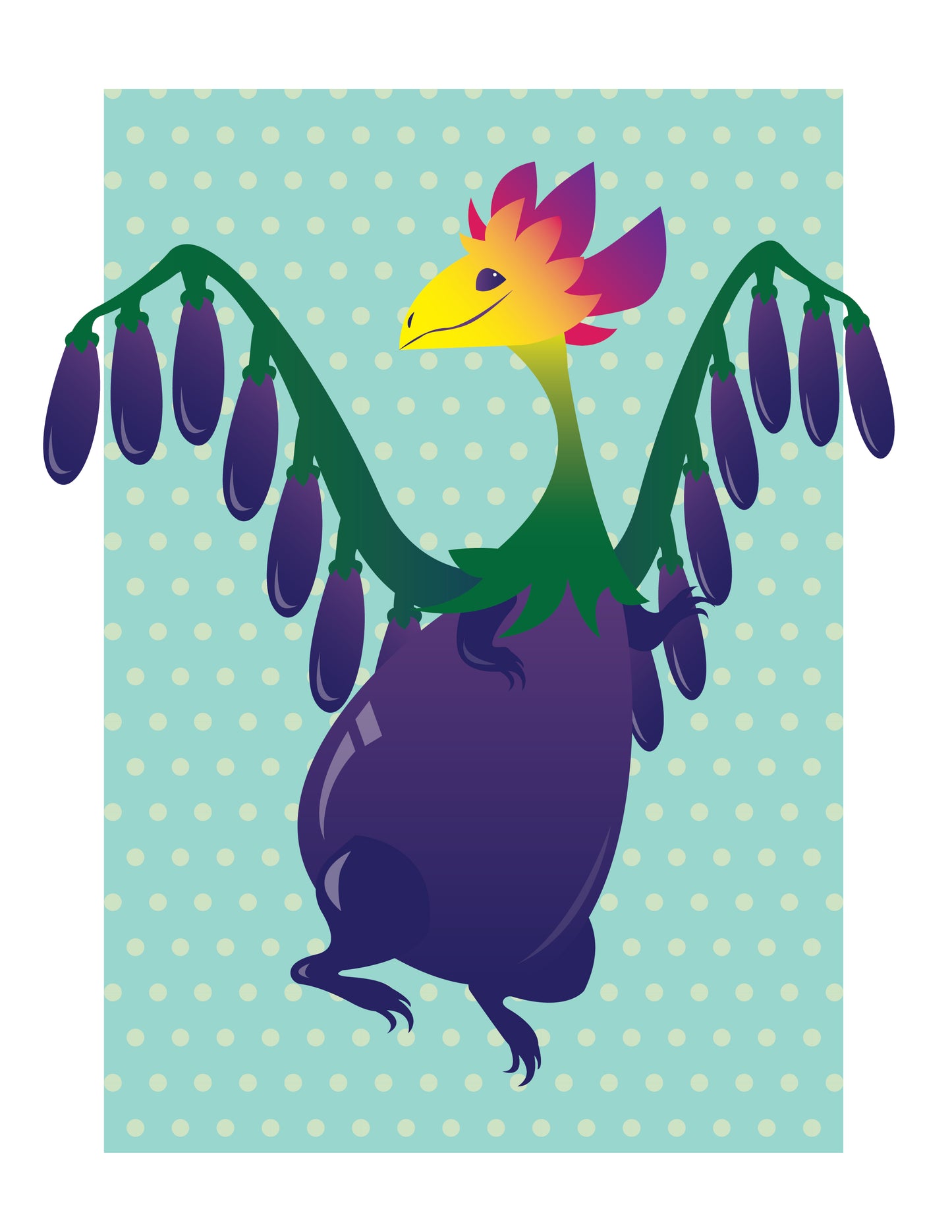 Eggplant Dragon Vector Art Print