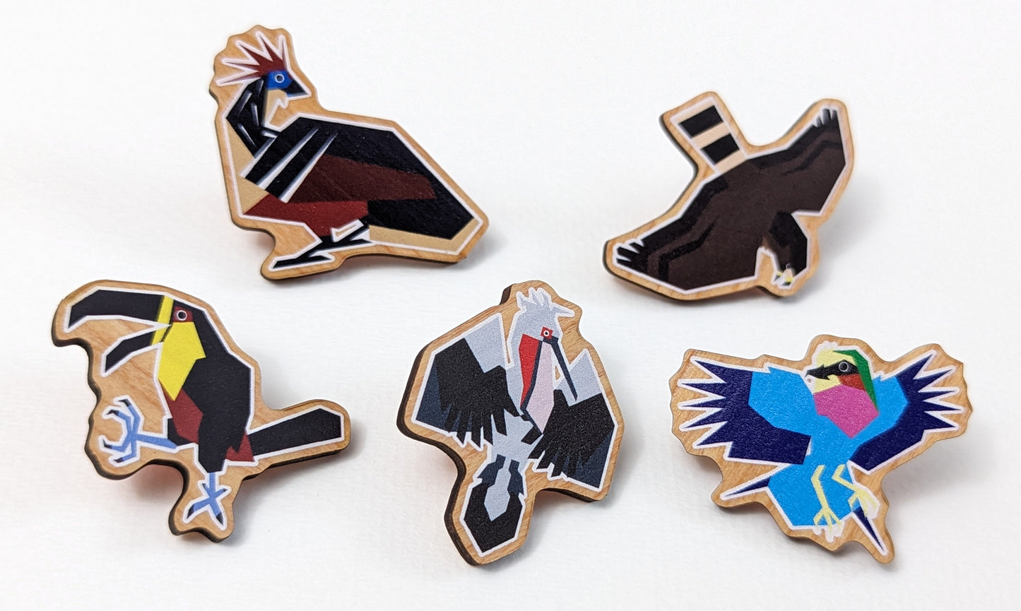 Vector Bird 1.5-Inch Wooden Pins
