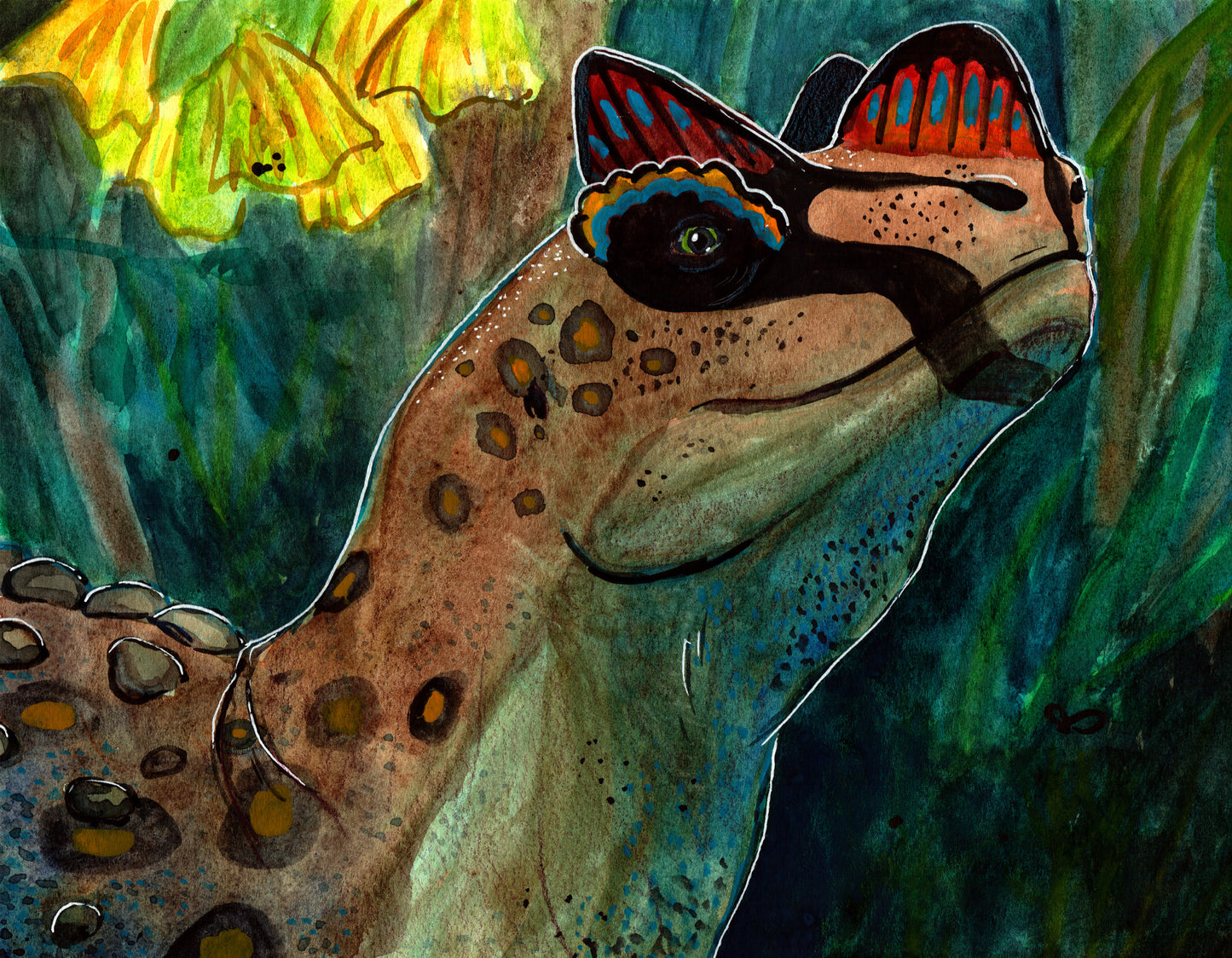 Ceratosaurus Watercolor Art Print