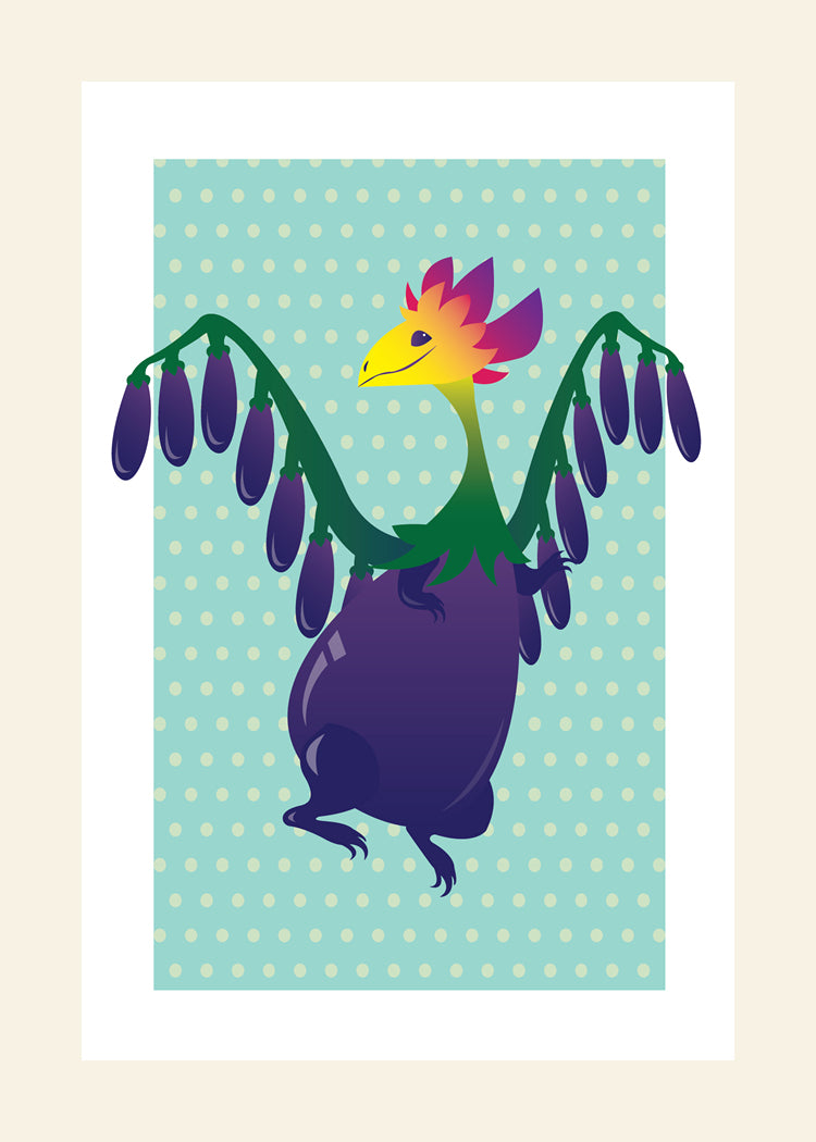 Eggplant Dragon Vector Art Print