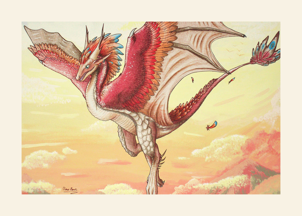 Dragon in Flight Mixed Media Art Print