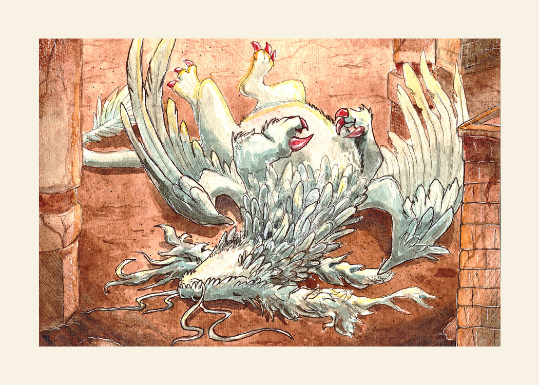 Lounging Dragon Watercolor Art Print