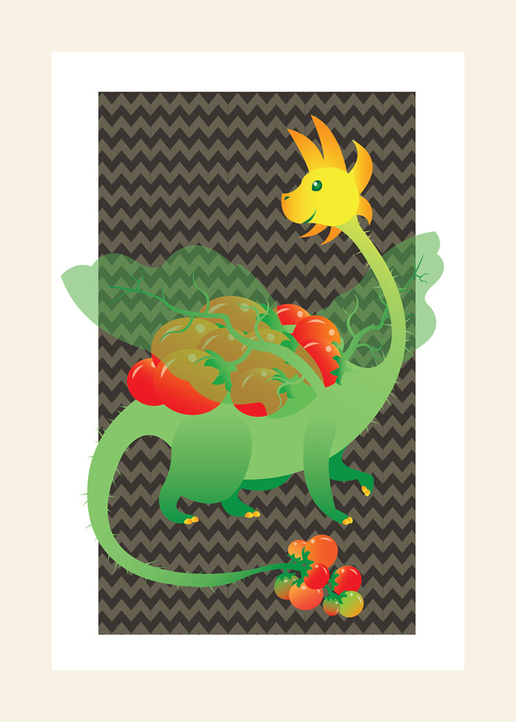 Cherry Tomato Dragon Vector Art Print