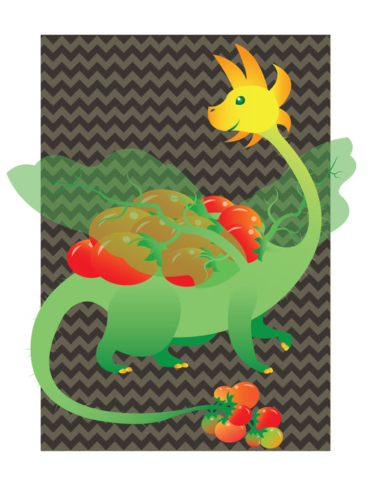 Cherry Tomato Dragon Vector Art Print