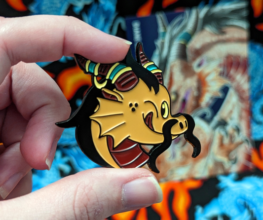 Cute Orange Smiling Dragon 2 Inch Soft Enamel Pin