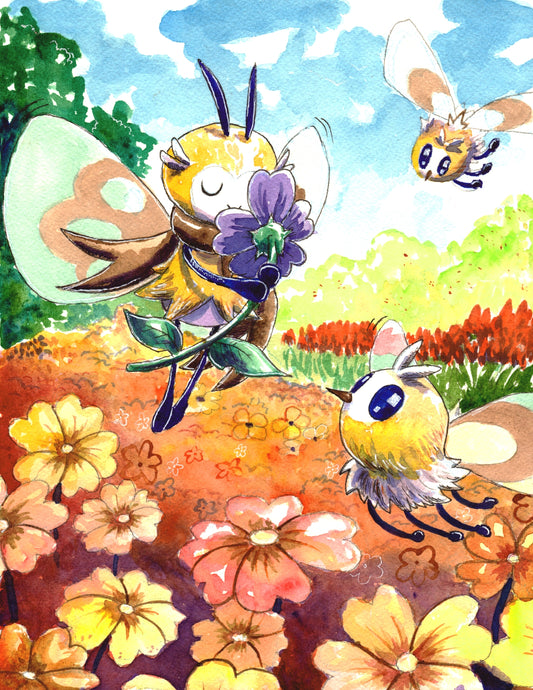 Ribombee and Cutiefly Watercolor Art Print