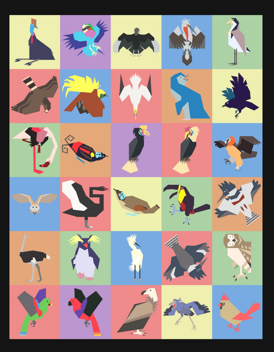 Birds and Birds and Birds Vector Art Print