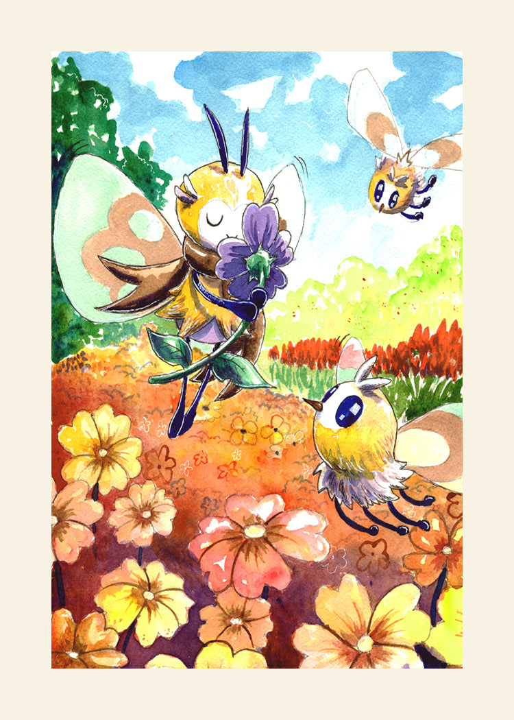 Ribombee and Cutiefly Watercolor Art Print