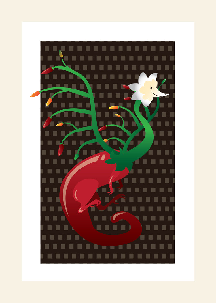 Chili Pepper Dragon Vector Art Print